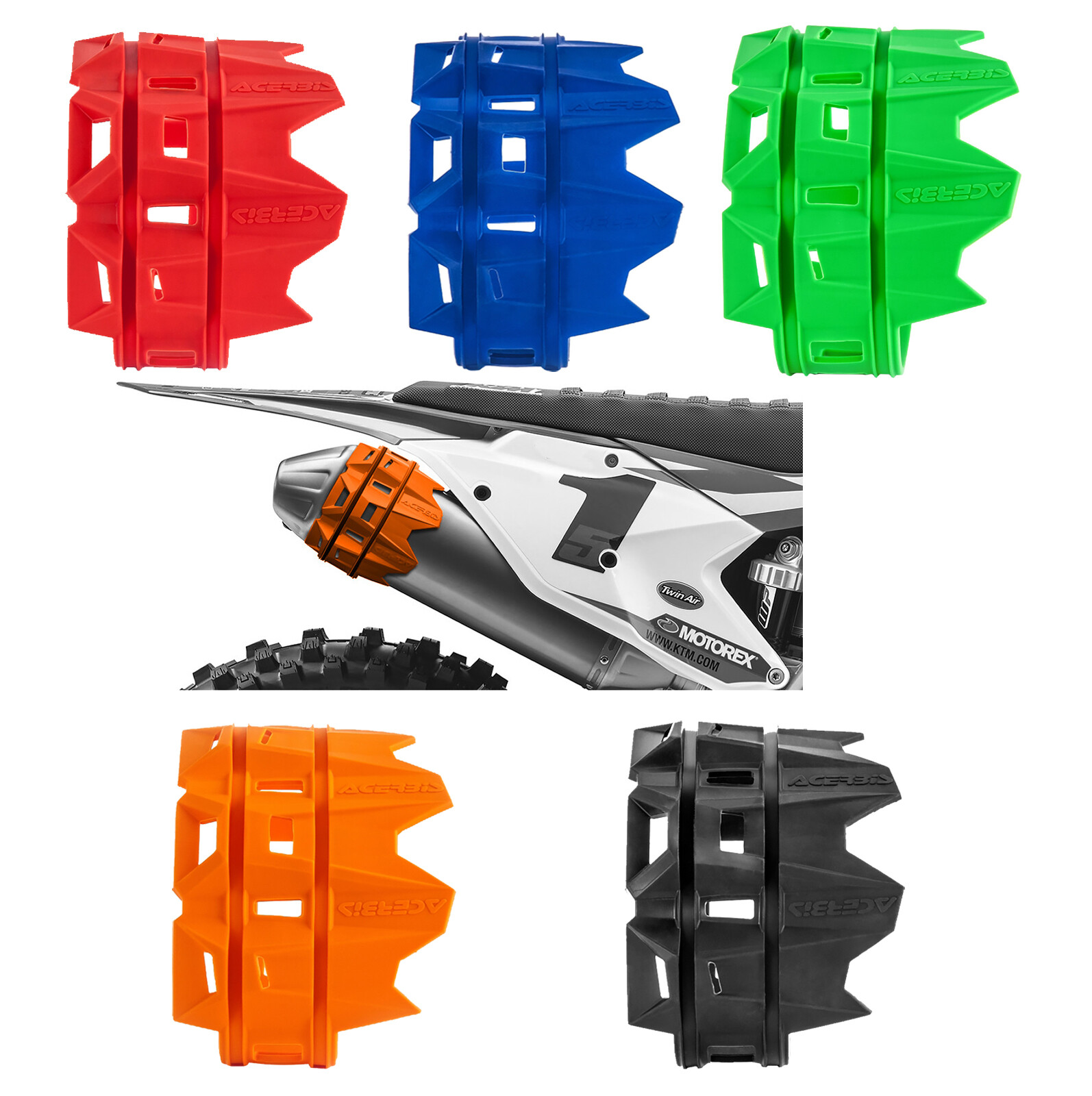 Acerbis Silencer / Muffler Protector – Black Blue Green Orange Red