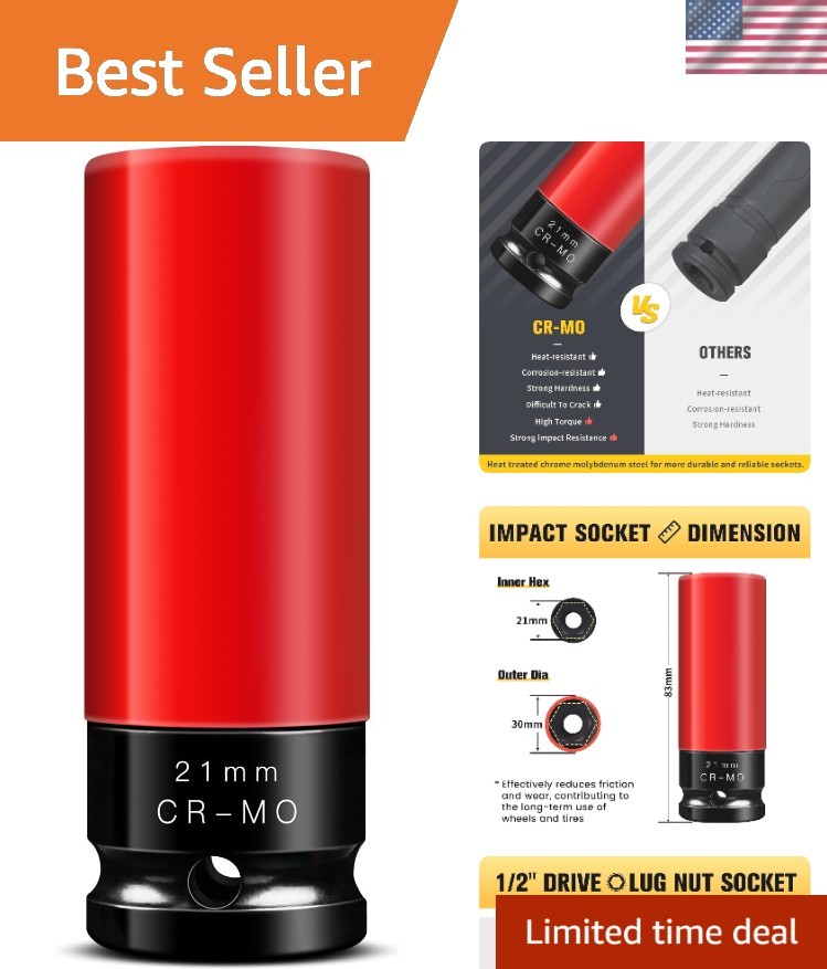 Reliable 21mm 1/2″ Drive Impact Socket – Scratch-Resistant and Color-Coded