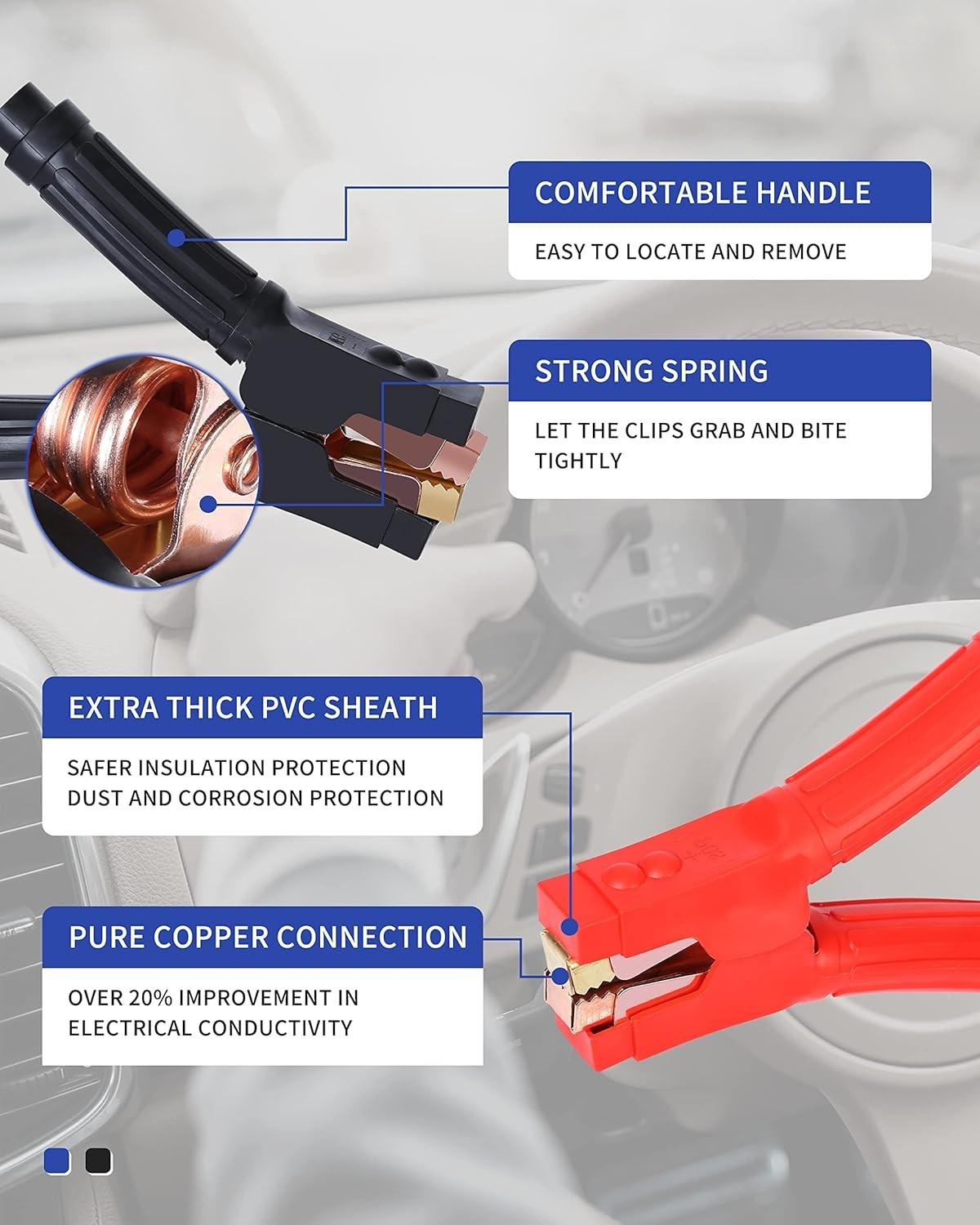 0 Gauge Heavy Duty Jumper Cables 30 FT 1000 Amp Quick Connect Plugs For Truck