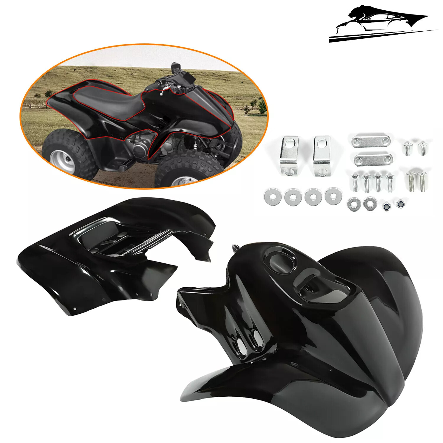 Front And Rear Fender Set ABS Plastic For 1993-2005 Honda TRX90 w/Hardware