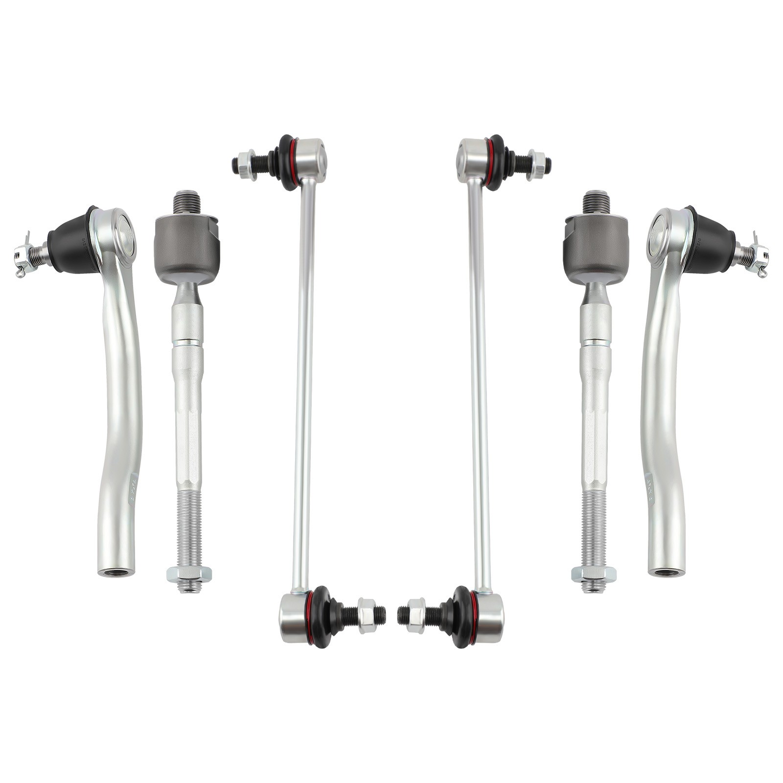 6pcs Front Sway Bars + Inner Outer Tie Rod End Set for 2007 2008-2013 Acura MDX