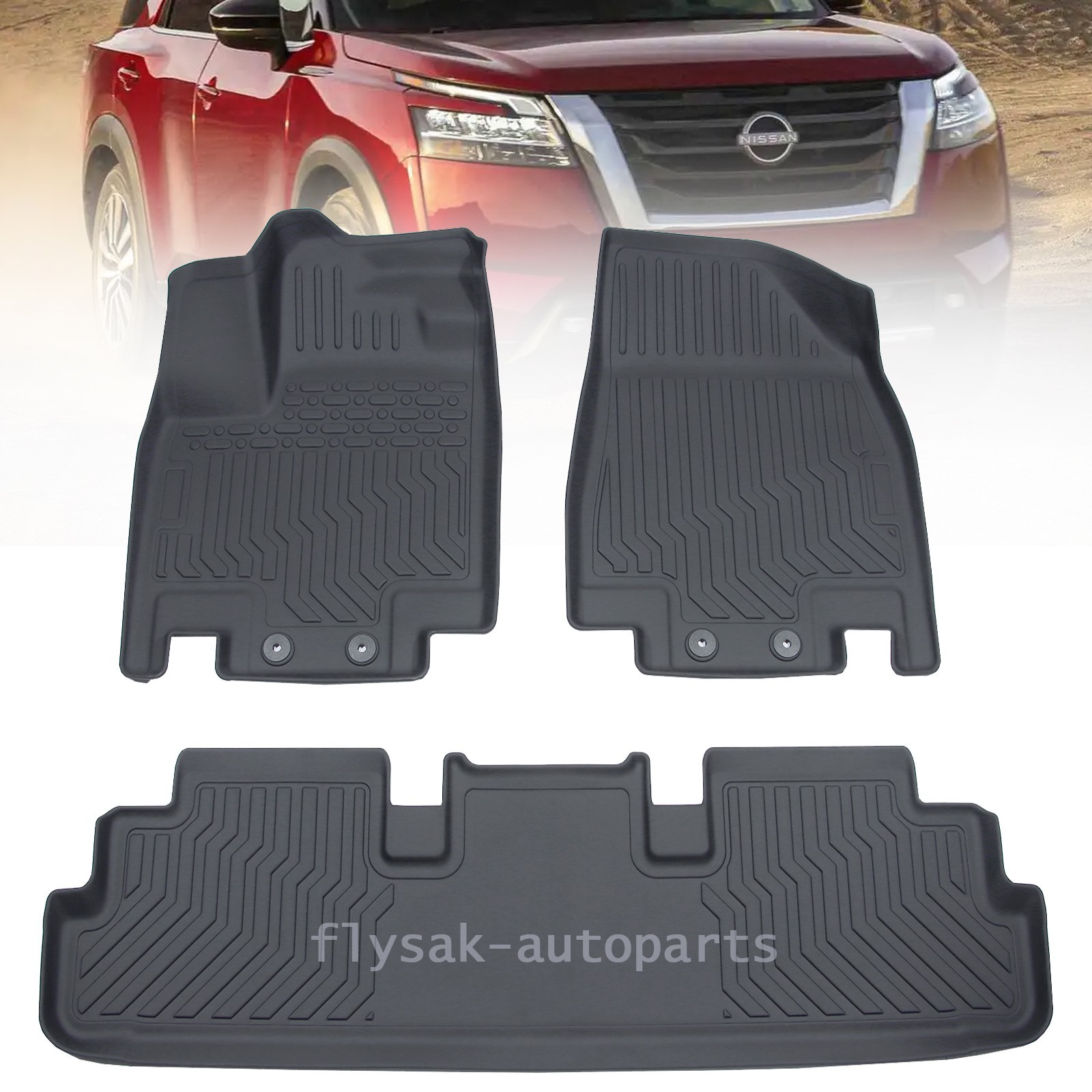 OEM Floor Mats for Cars Fit 2022-2026 Nissan Pathfinder All Weather Liners TPE