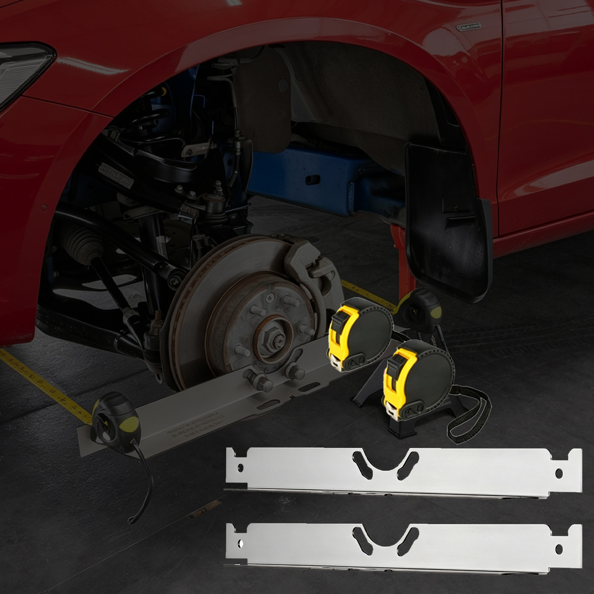 Wheel Alignment Tool Plates Kit & Dual Tape Measures For Car Truck Pickup RV SUV