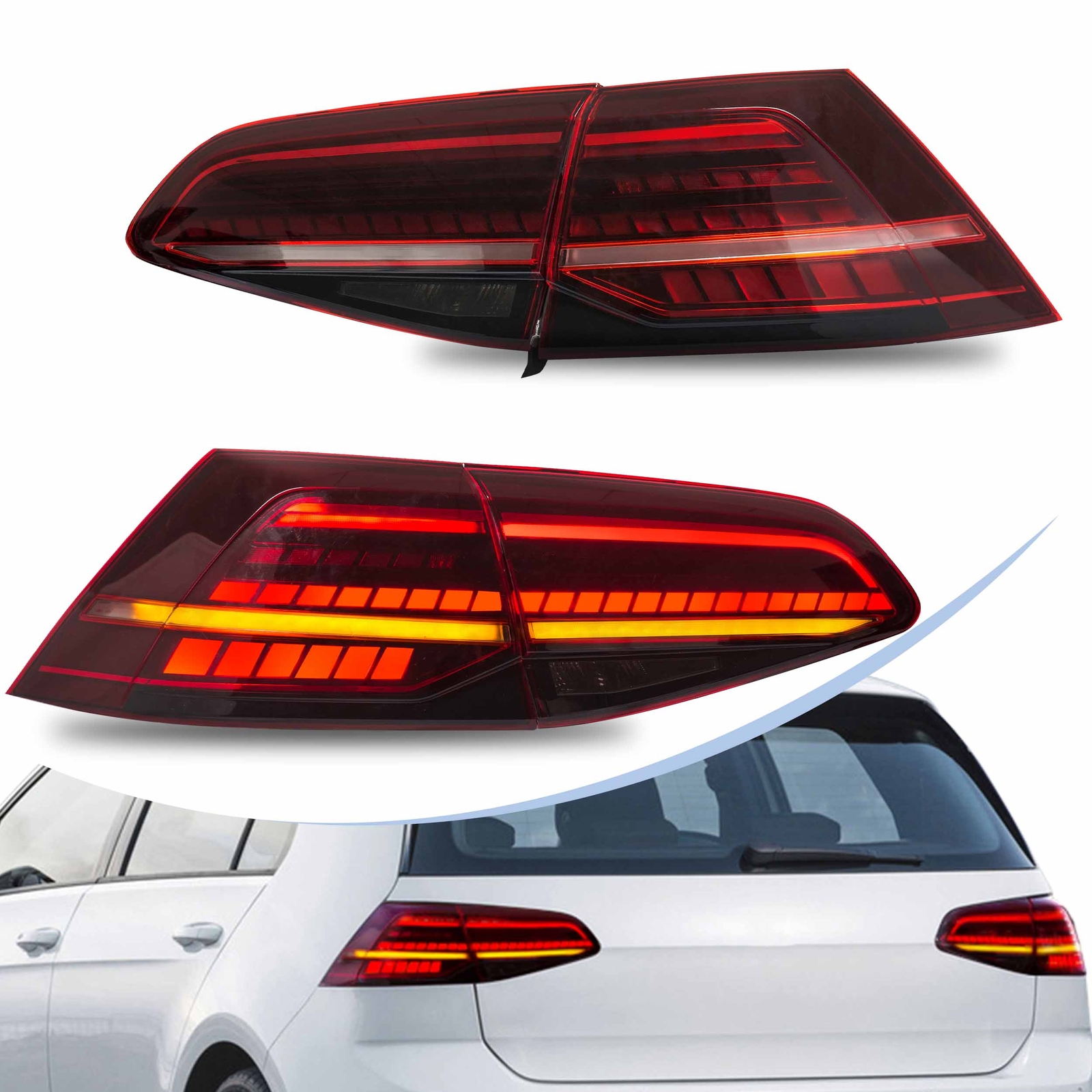 VLAND LED Tail Lights For 2014-2020 Volkswagen Golf 7 MK7/7.5 w with Sequential