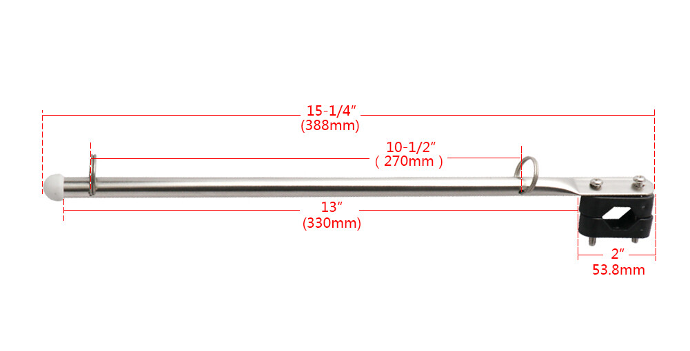 2X 15″ Flag Pole Stainless Steel Flagpole for Marine Boat Truck RV Fit 7/8″ Rail