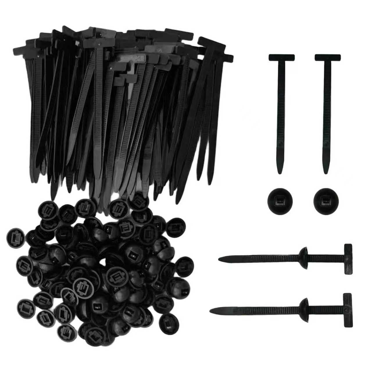 100Pcs Automotive Nylon Cable Tie Fastener Kit – Universal Car Zip Black