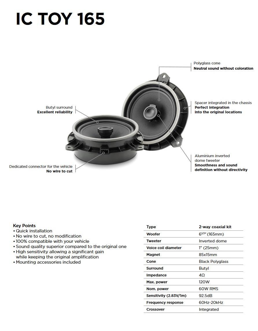 Focal IC-TOY-165 Speakers 16.5cm Compatible with Toyota and Lexus Vehicles