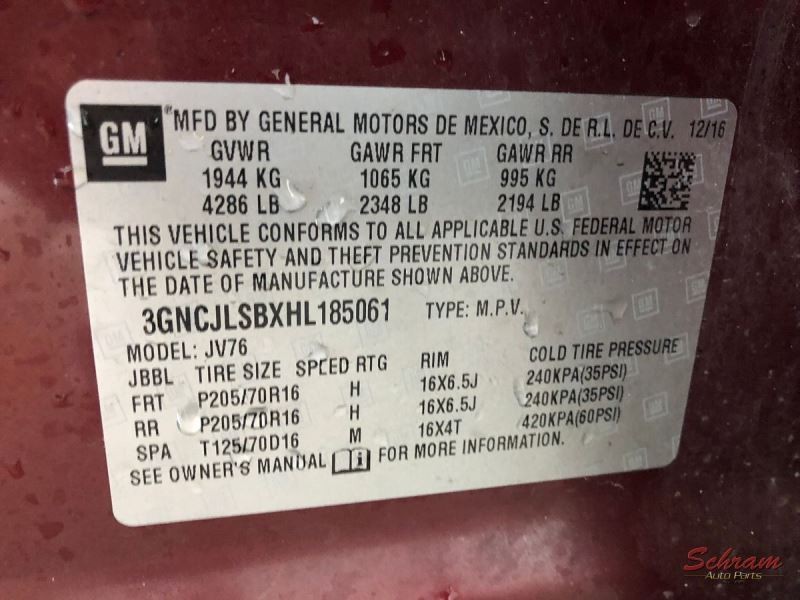 17-20 Trax, ENCORE Automatic Transmission, 1.4L MNK 3.53 FXH 24278585 1904954