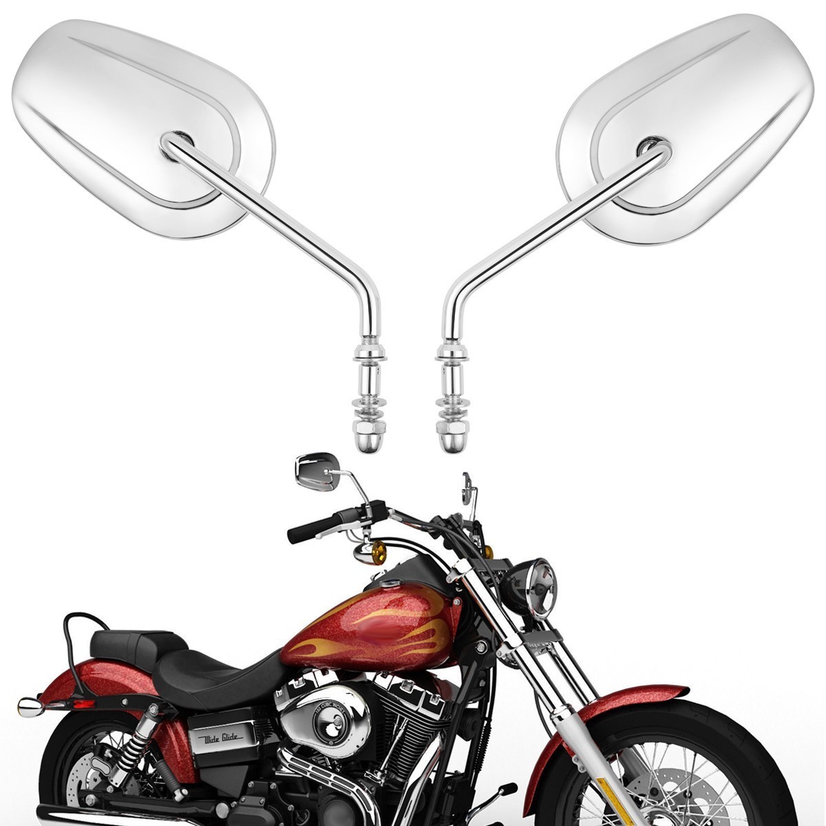 2x Rear View Side Mirrors For Harley Davidson Wide Glide FXDWG 93-17 FLSTF 90-17