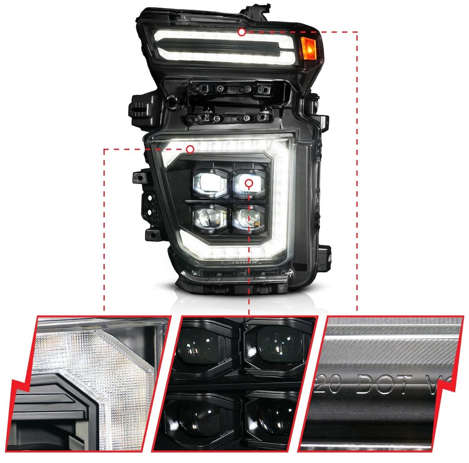 Anzo 111619X-L Full LED Z-Series Projector Headlight for 2020-2024 Chevy