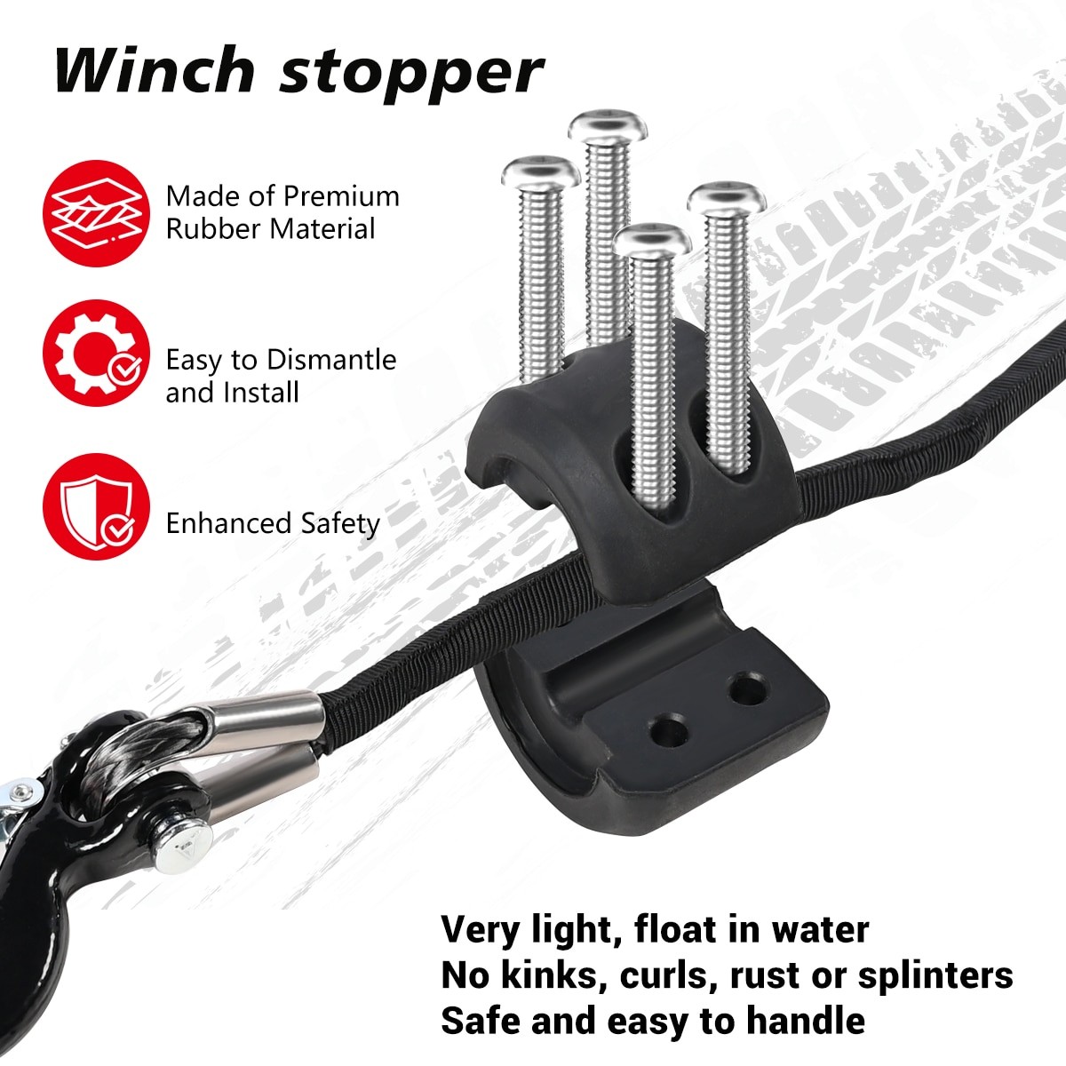 1/4″x50 ft Synthetic Winch Rope 10000LBS Winch Line Hook for ATV UTV Offroad