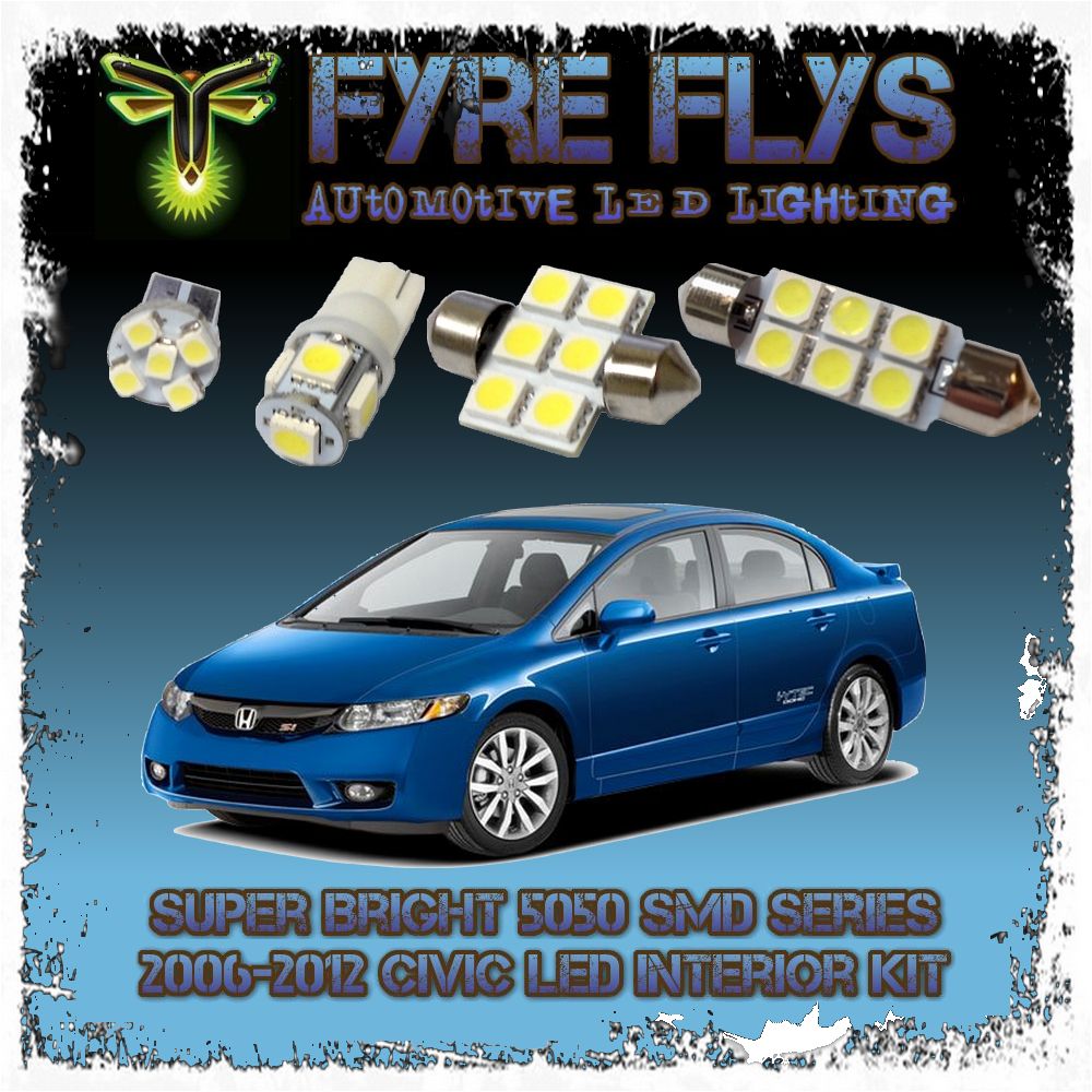 White LED interior lights package kit for 2006-2012 Civic 6 pcs 5050 series SMD