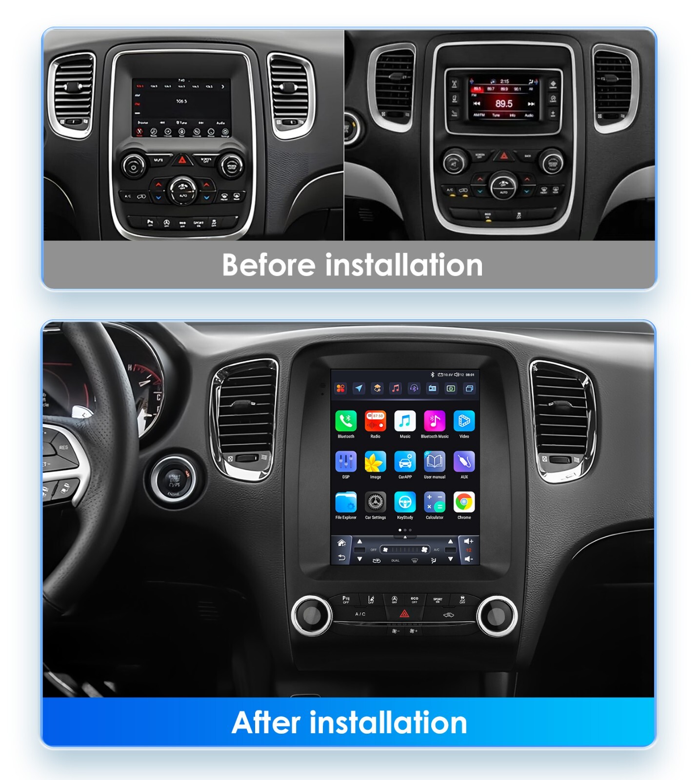 8Core 9.7″ Screen For 2014-2020 Dodge Durango Android14 Carplay Stereo Radio GPS
