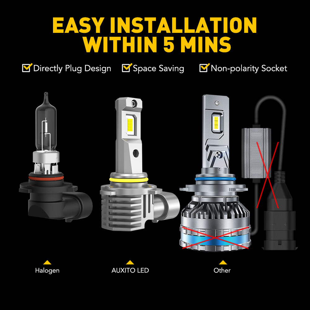 AUXITO HB3 9005 LED Combo Kit Headlights High Low Beam Bulbs 6500K Super Bright