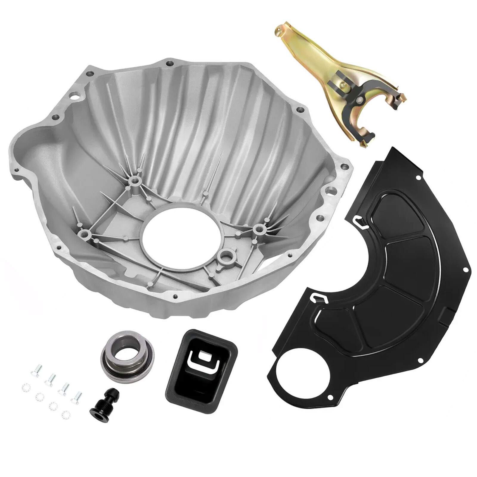 FOR CHEVY BELL HOUSING KIT & 11″ CLUTCH FORK & THROWOUT BEARING & COVER #3899621