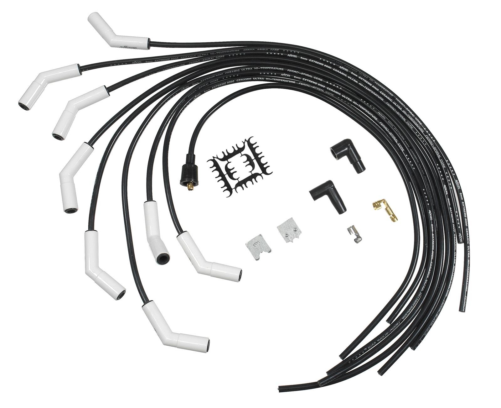 ACCEL Spark Plug Wires Pro Fit Ceramic Spiral Core 8mm Black 115 Degree Boots
