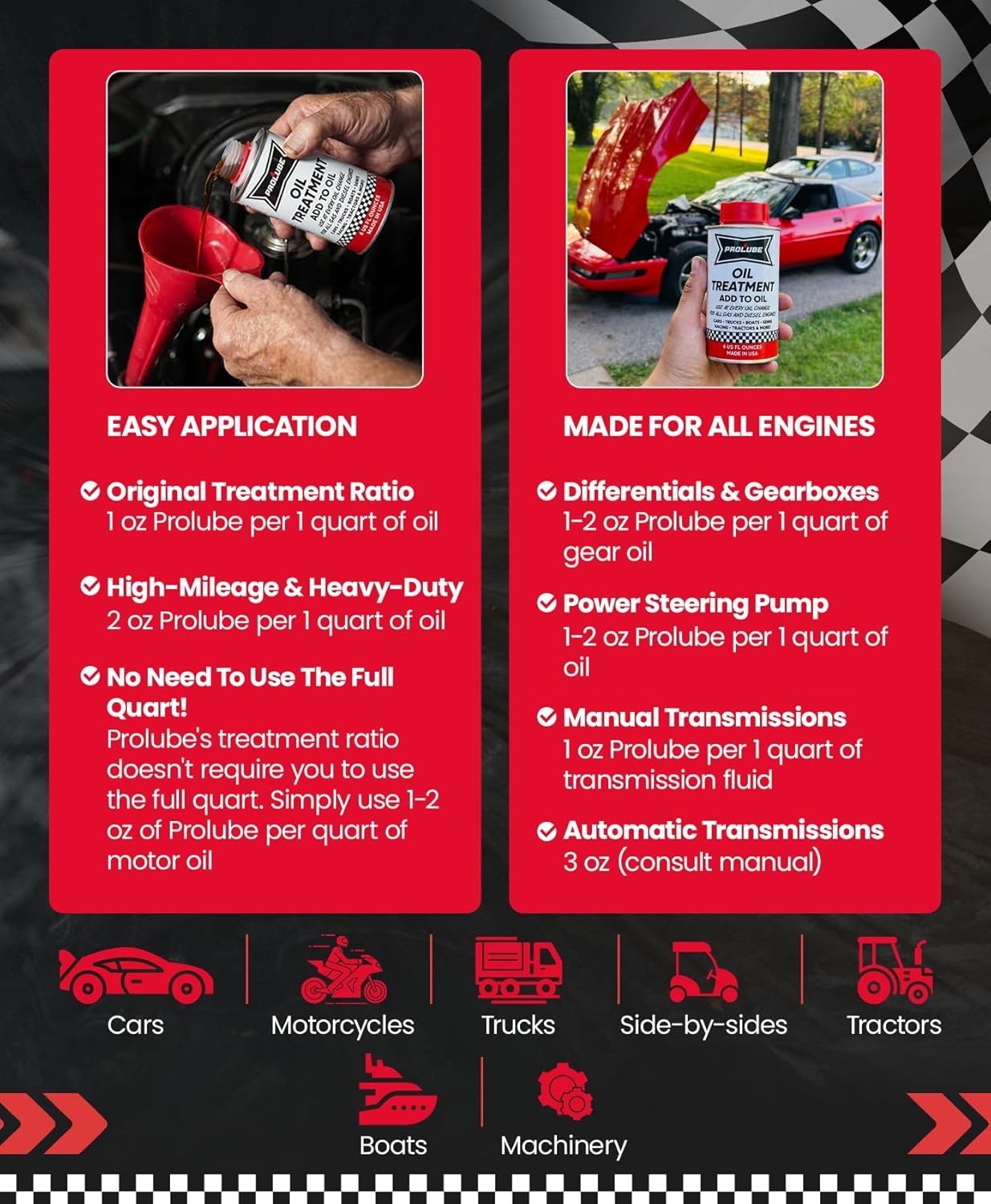 Prolube Engin Oil Treatment 6 oz – Engine Oil Additive for Gas & Diesel Engine