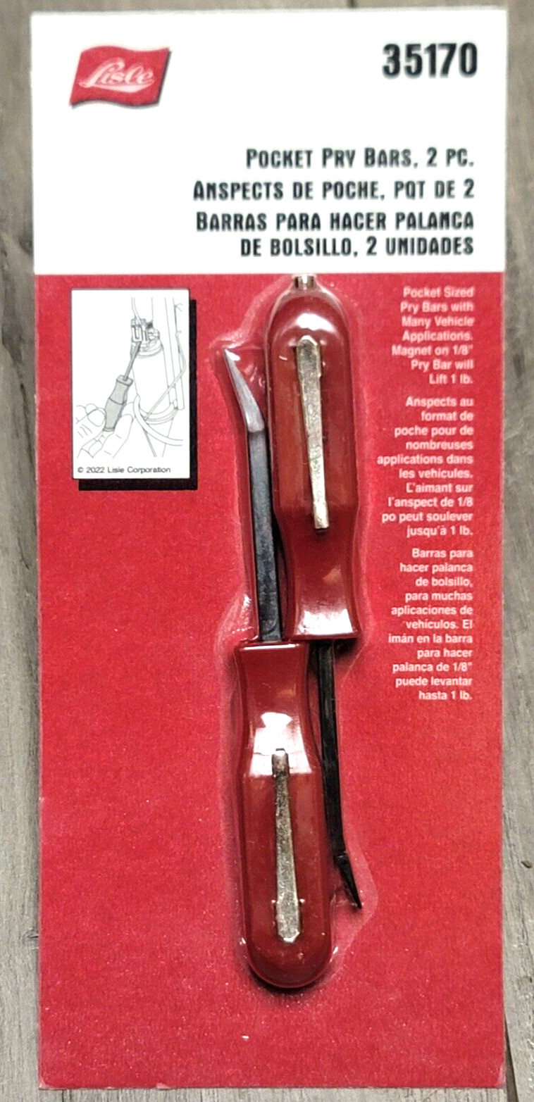 Lisle 2pc 4.5″ Mini Pry Bar Set w/ Pocket Clip and Magnet #35170
