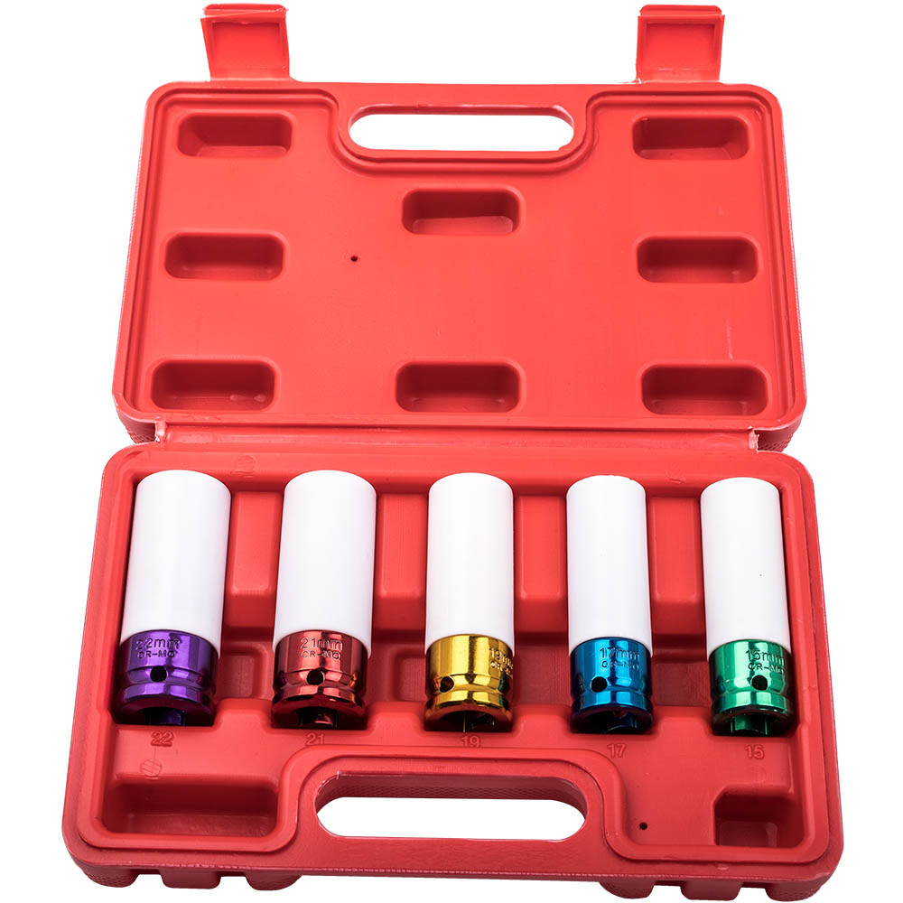 5PC 1/2″ Lug Nut Socket Set Impact Soc Thin Wall Socket Wheel Protector kit