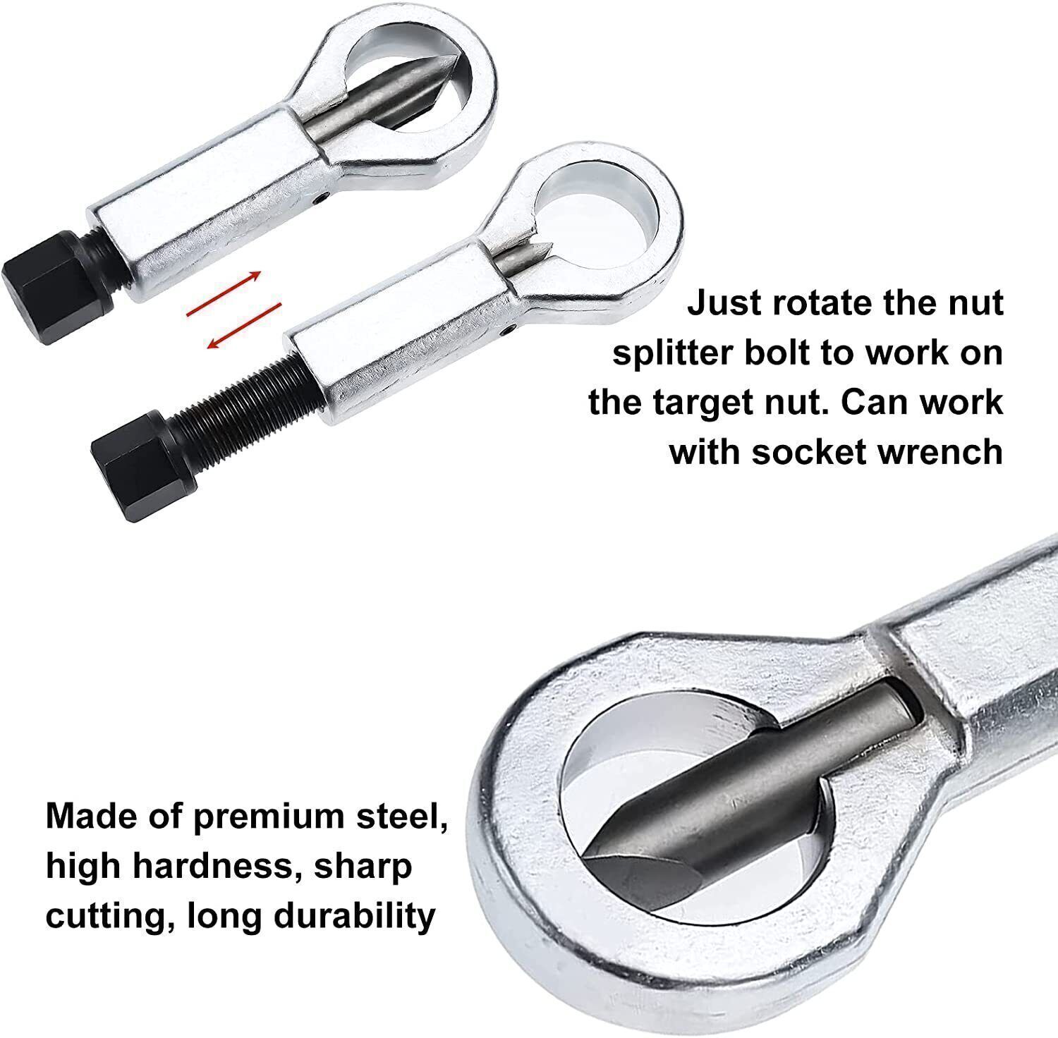 4pcs Metal Nut Splitter Tool Heavy Duty, Rusty Nut Separator for Removing