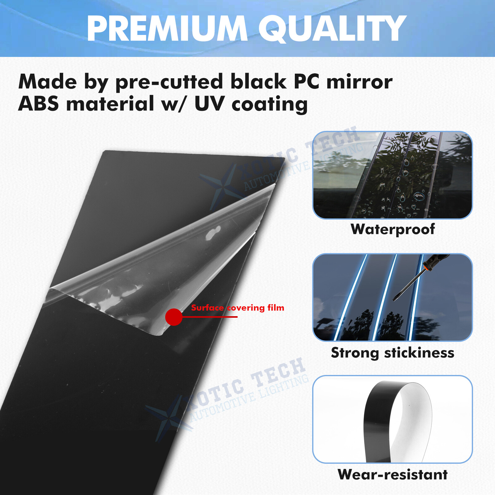 Black Window Pillar Posts Door Trim Piano Cover For Toyota Corolla 2019-2025