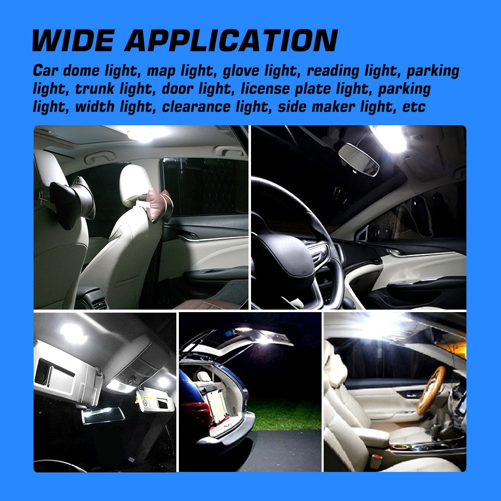 2x T10/194/168 White LED License Plate Interior Light Bulbs Super Bright 6500K