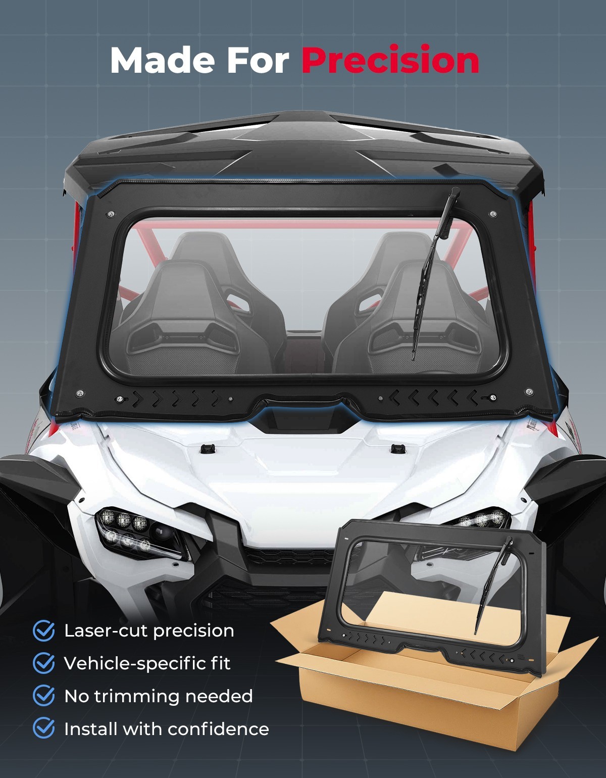 Vented Full Glass Windshield 8MM DOT w/ Wiper for Talon 1000R 1000X 4 2019-2026