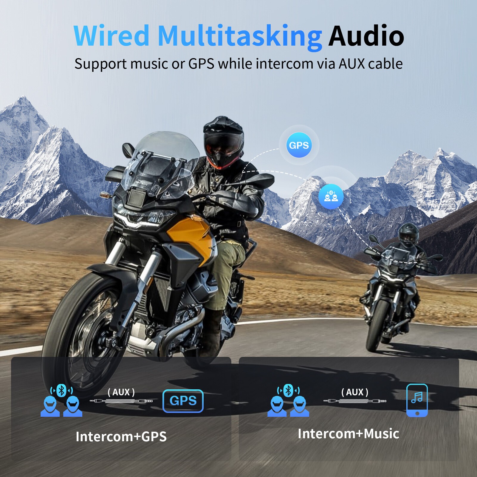 M1-S Pro Motorcycle Helmet Intercom Bluetooth Headset 8 Riders 2000m Interphone