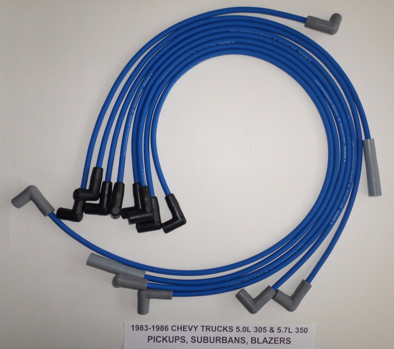 1983-1986 CHEVY PICKUP-BLAZER-SUBURBAN 5.7L 350 305 8mm BLUE SPARK PLUG WIRES