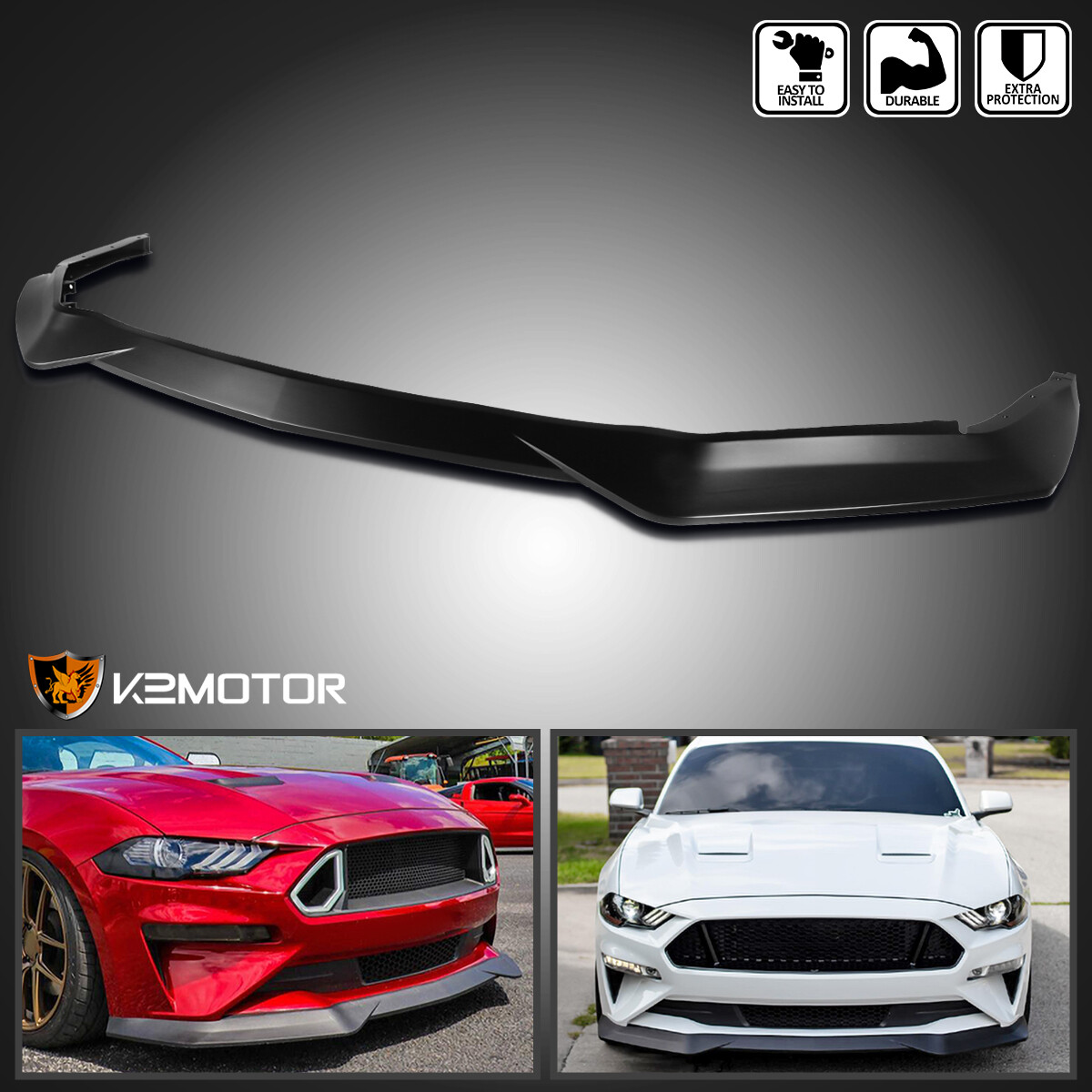 Fit 2018-2019 Mustang GT R Spec Style Front Bumper Lip Spoiler Splitter Body Kit