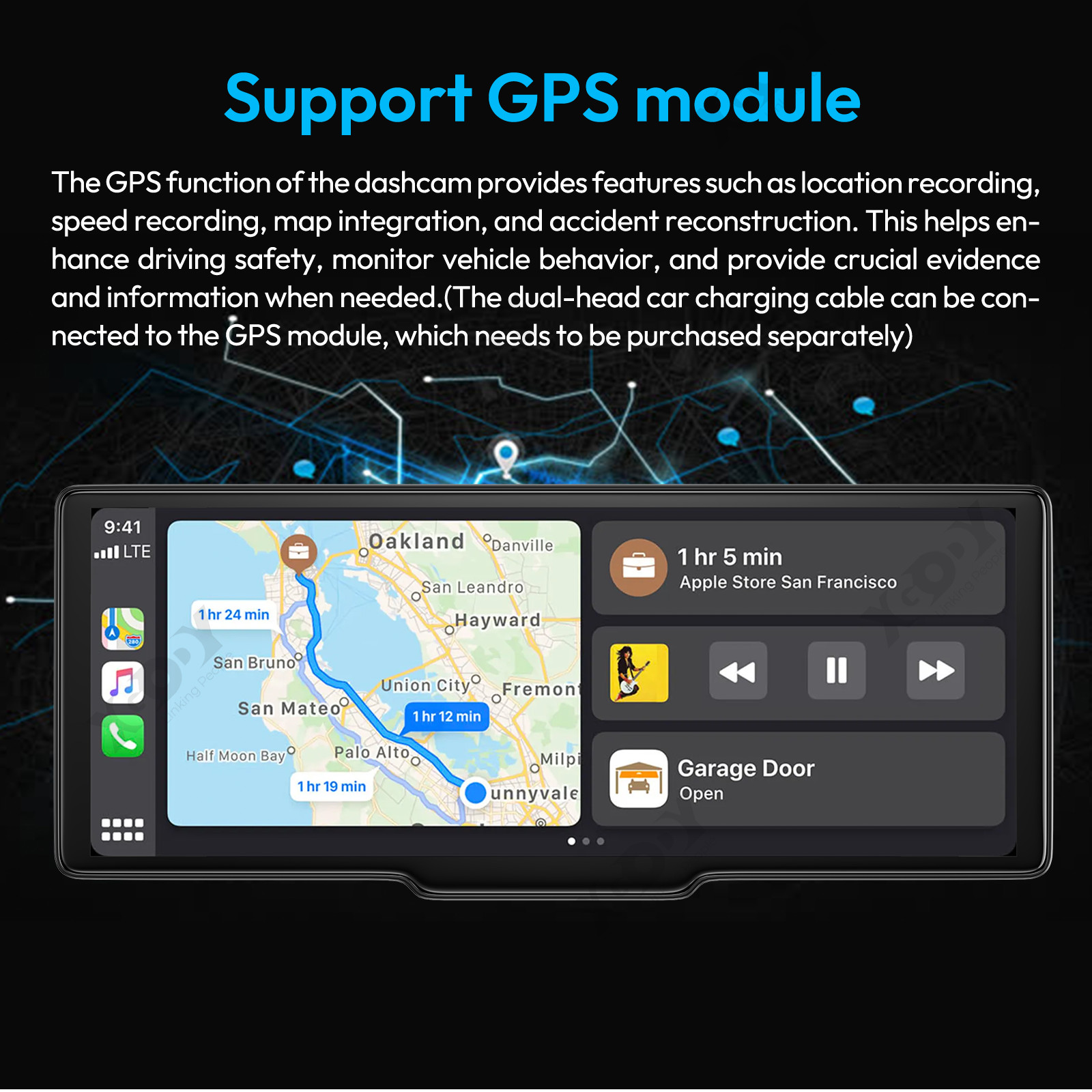4K 10.26″ Apple Carplay Auto Dash Cam Touch Screen Front and Rear Lens Navi WiFi