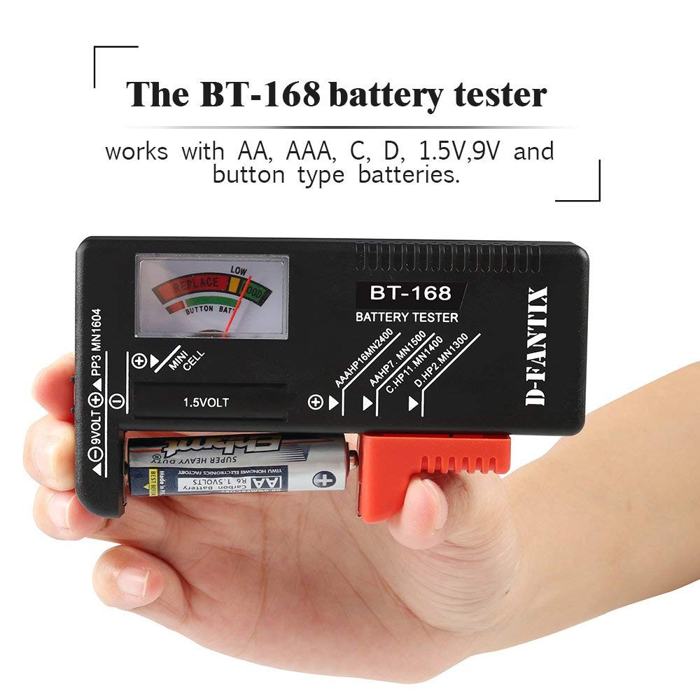 Battery Tester For AA/AAA/C/D/9 Volt, Rechargeable for Home Workshop (Green)