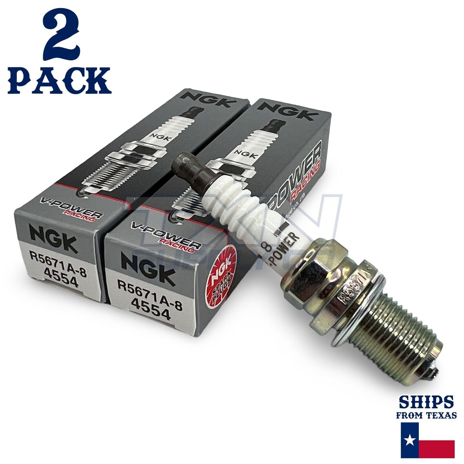 NGK R5671A-9 Racing Spark Plugs Stock 4554 Nickel Core V-Power – 2 Pack