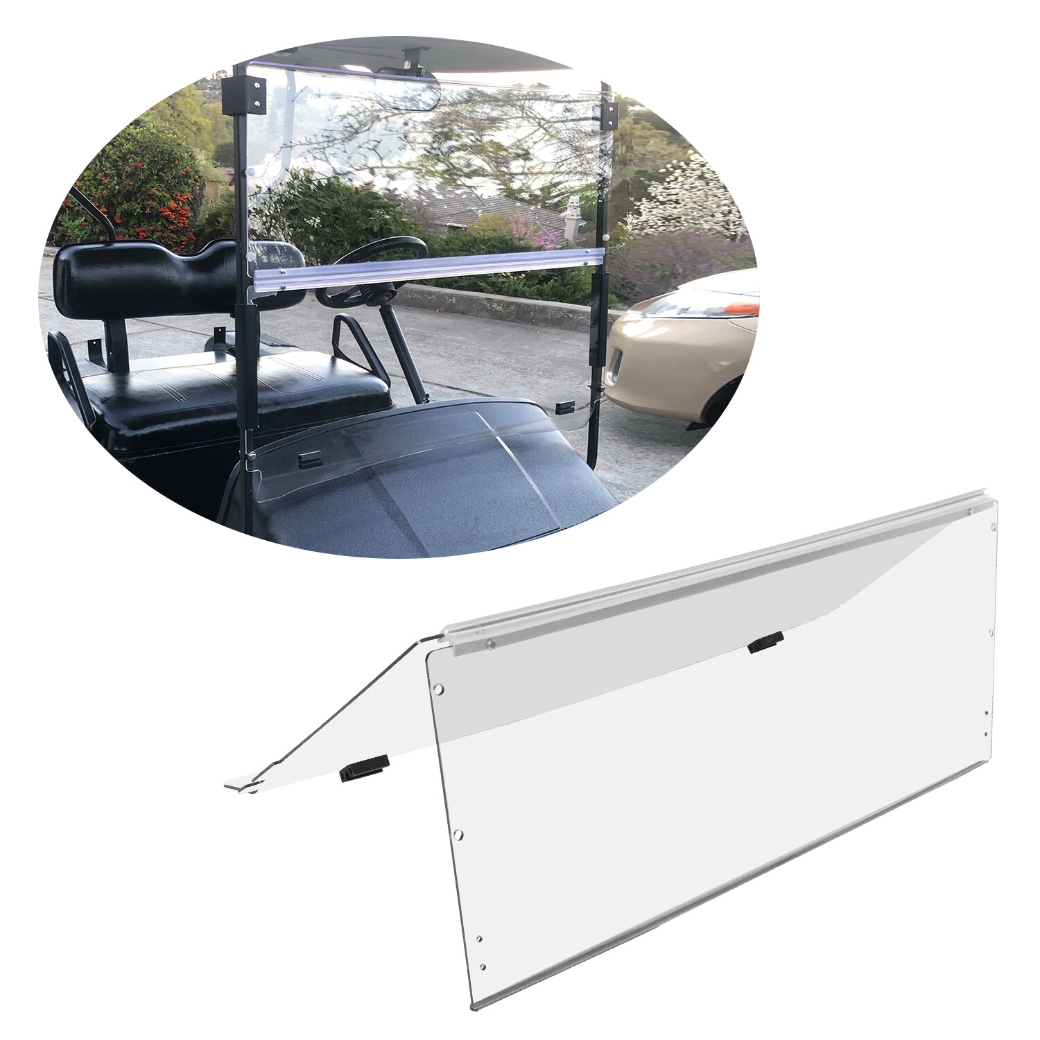 For 1994-2014 EZGO TXT & Medalist Folding Fold Golf Cart Clear Windshield
