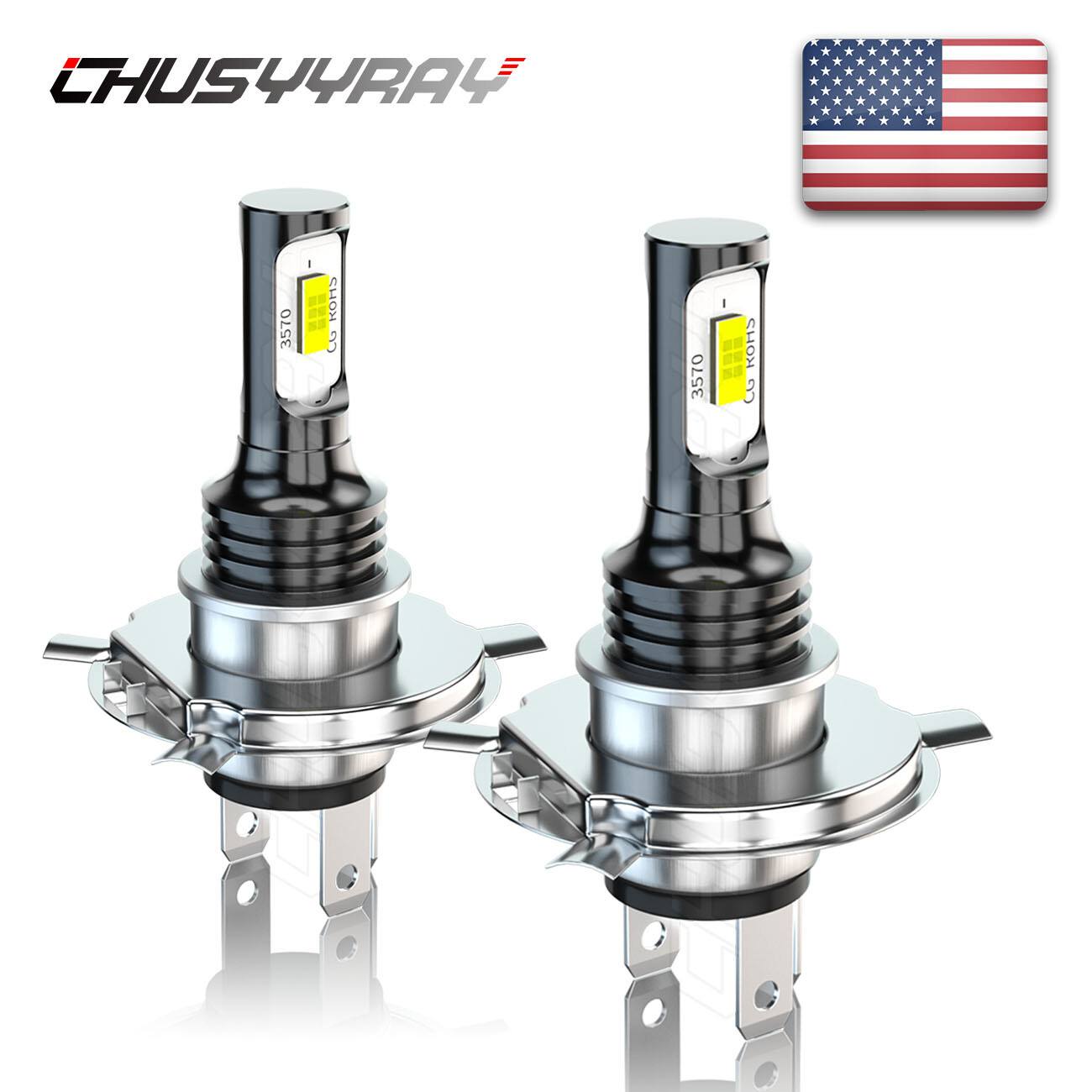 Motorcycle LED 6000K H4 HS1 Headlight LED Hi/Lo Beam Light Lamp White Bulbs Bulb