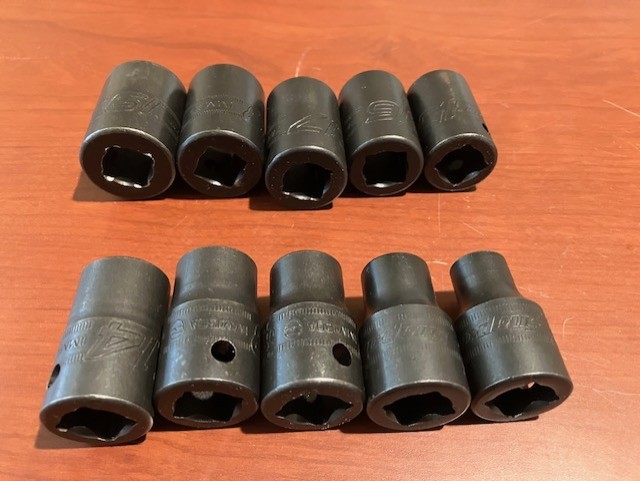 Snap On 1/2” Drive Shallow Impact Socket Set 6pt Metric 10mm-19mm IMM series.