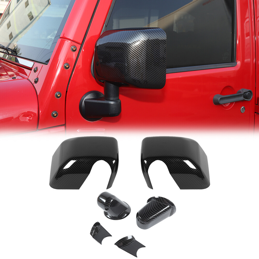 Exterior Rearview mirror cover + base cover trim For 2007-2018 Jeep Wrangler JK