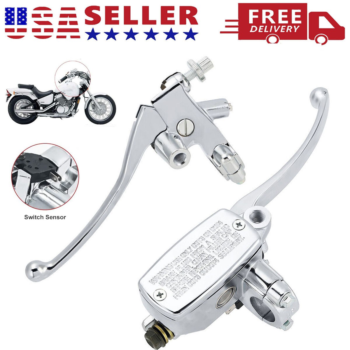 1″ Motorcycle Handlebar Hydraulic Brake Master Cylinder & Clutch Lever Chrome