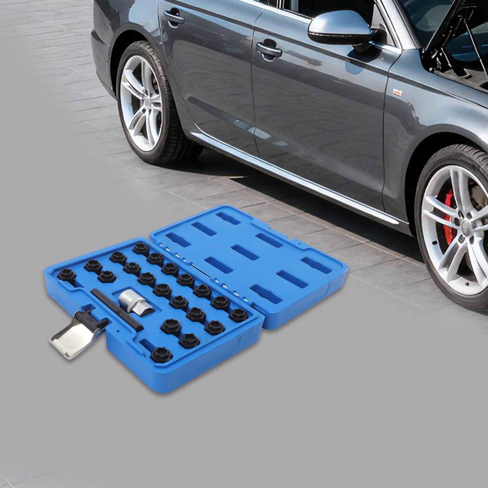 22pcs Universal Wheel Locking Key Socket Wheel Rim Lug Nut Master Removal Tool