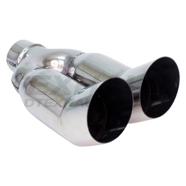Exhaust Tip Hi-Polished Series Stainless Steel Turn-Up Round Angle Cut Dual