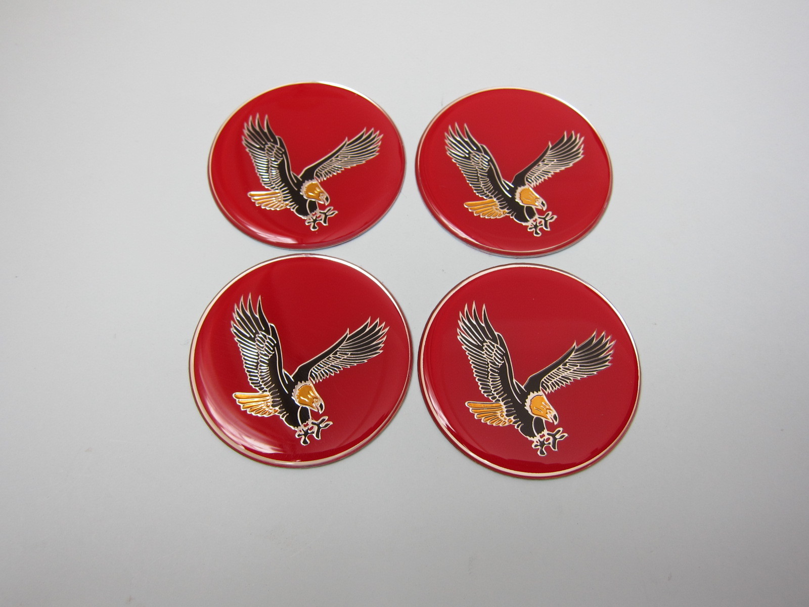 Lowrider hydraulics eagle logo sticker for wire wheel rim center cap red, 4 pcs