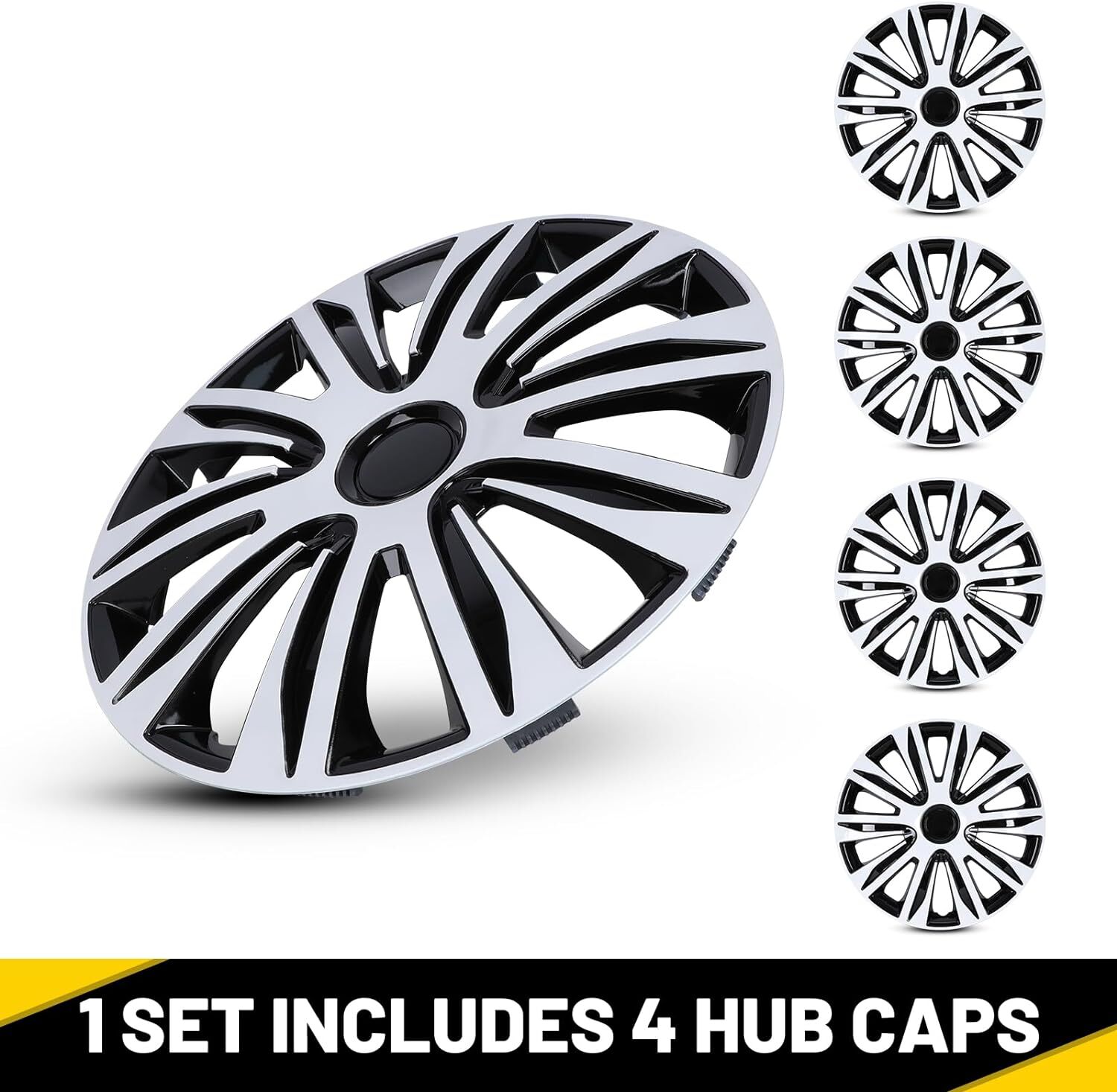 4PCS 14″ Lacquer Wheel Covers Snap On Full Hub Caps fit R14 Tire & Steel Rim
