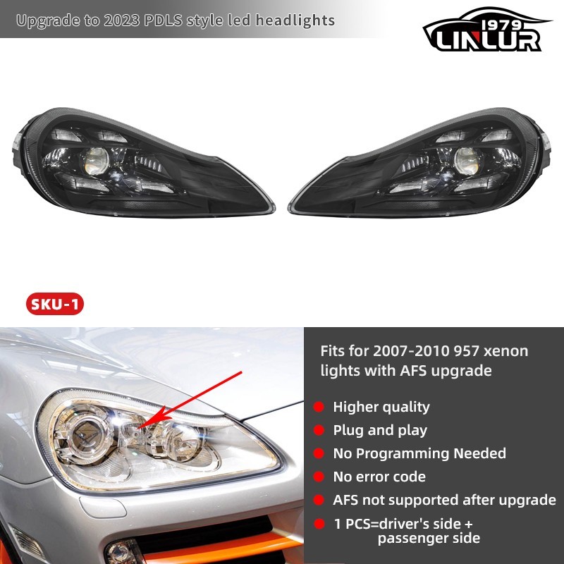 No Error 2023 matrix led headlights for 2007-2010 Porsche Cayenne 957 upgrade