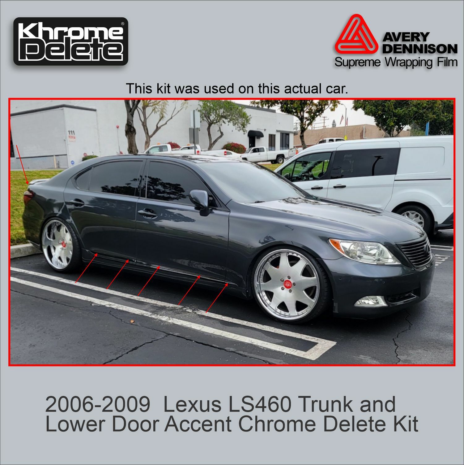 2006-2009 Lexus LS460 Trunk and Lower Door Chrome Delete Overlay