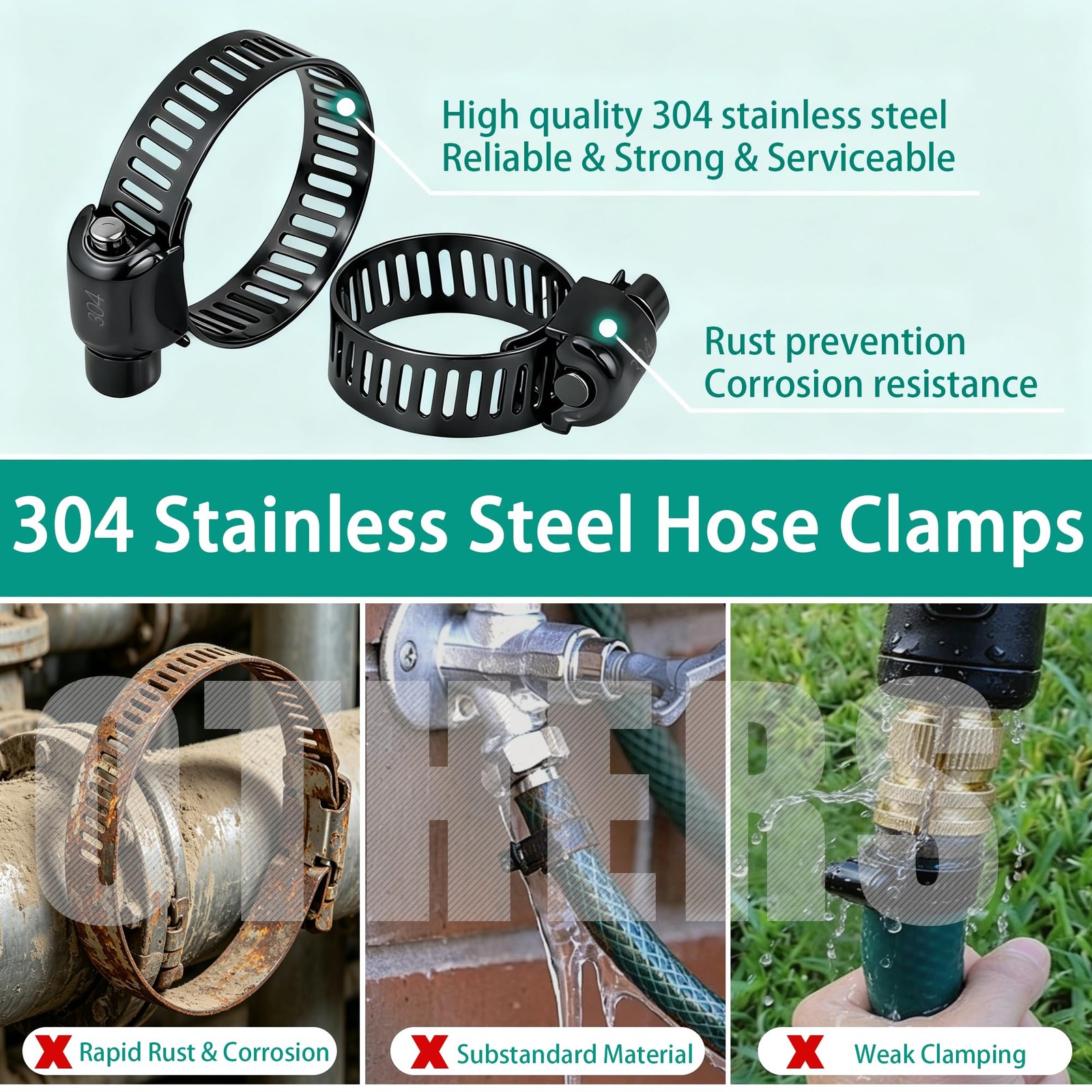 Dianrui 32 PCS Black Hose Clamps Assortment Kit 1/4″–2″ 32PCS Kit,