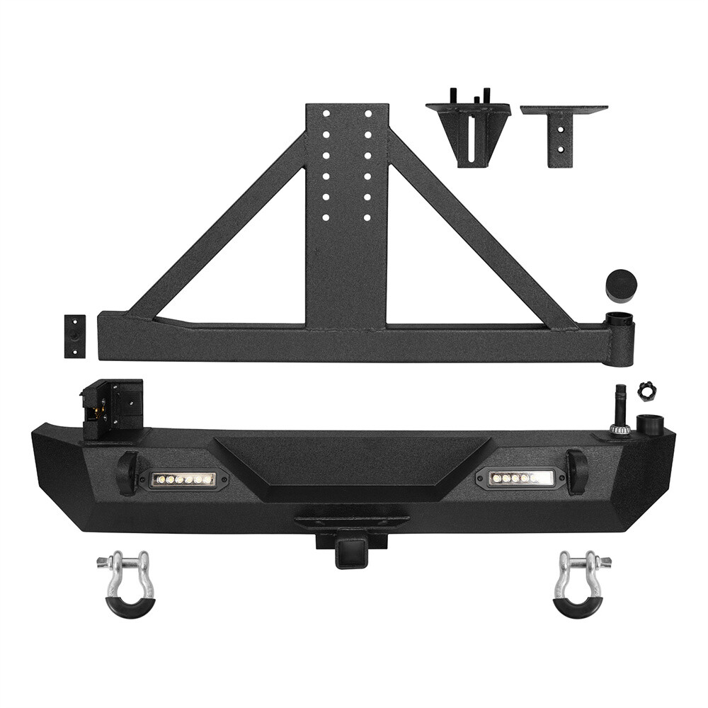 Rear Bumper w/ Tire Carrier & 2″ Hitch Receiver For 1997-2006 Jeep Wrangler TJ