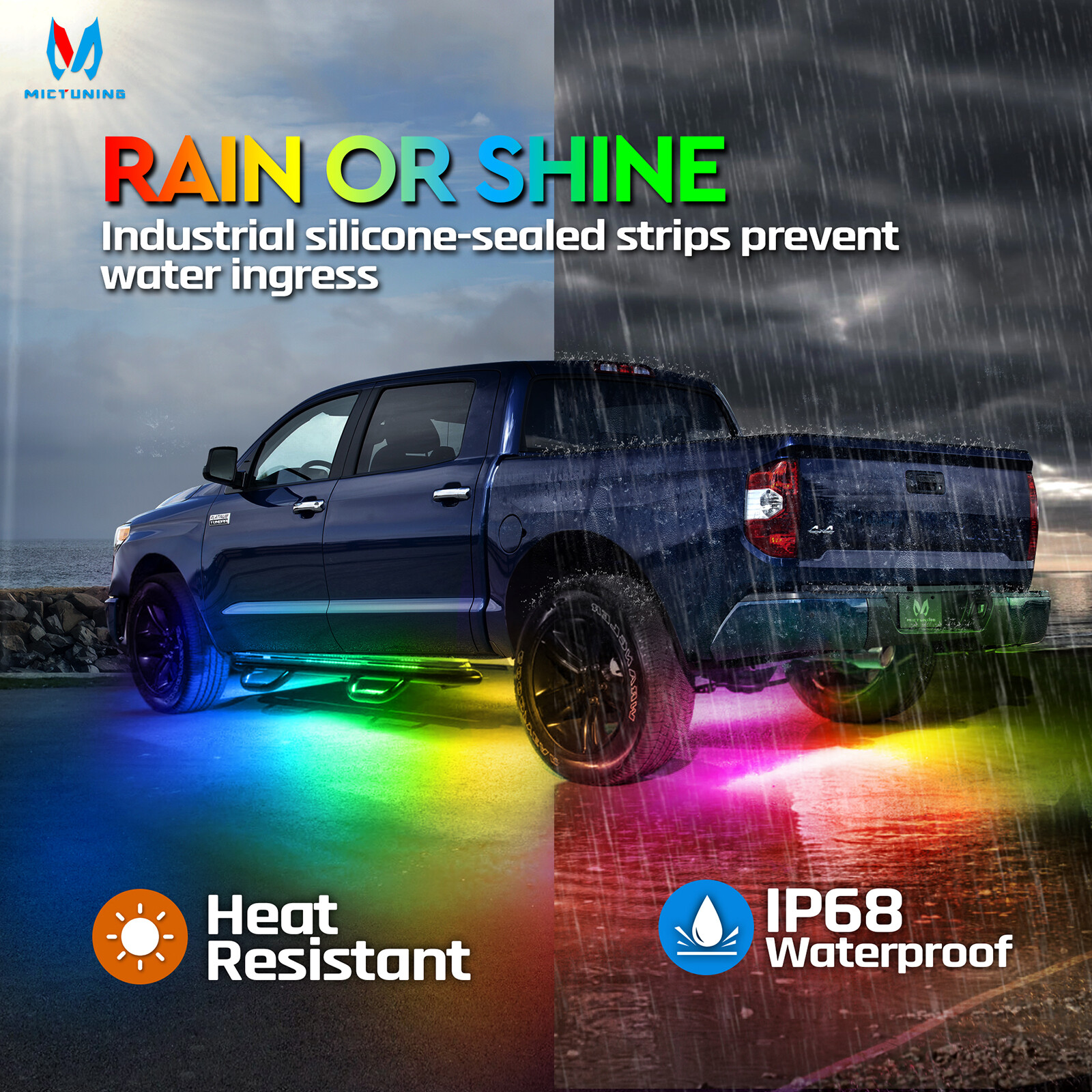 2Pcs 70″ LED Emergency Strobe Hazard Warn Flashing Running Board Light Strip Bar