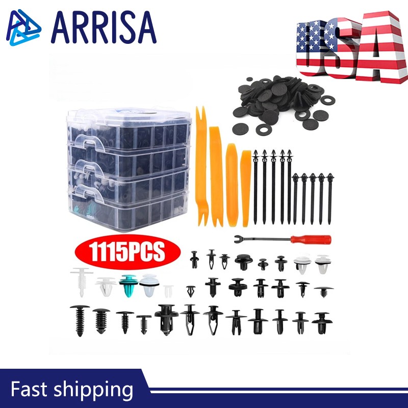 1115PCS Car Retainer Clips Auto Fasteners Push Trim Clips Pin Rivet Bumper Kit