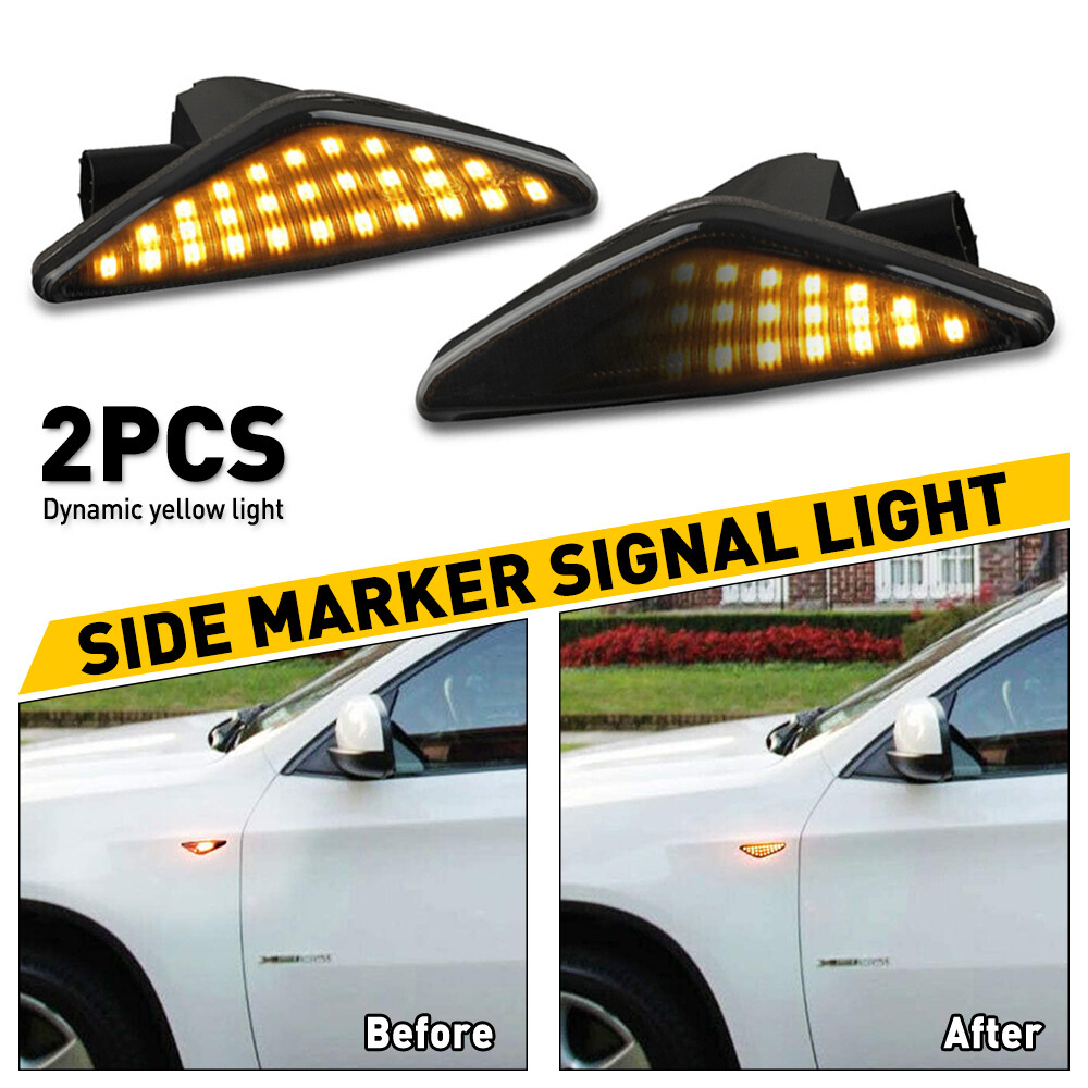 Sequential Smoked Lens Amber LED Side Marker Lights For BMW F25 E70 E71/E72 SUV