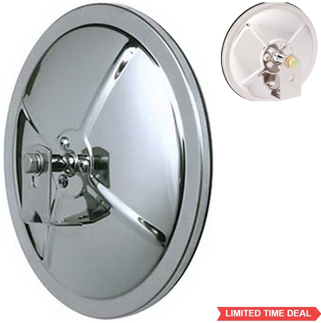 Blind Spot Mirror 5 Inch Round Stainless Steel Convex Wide Angle L-Bracket